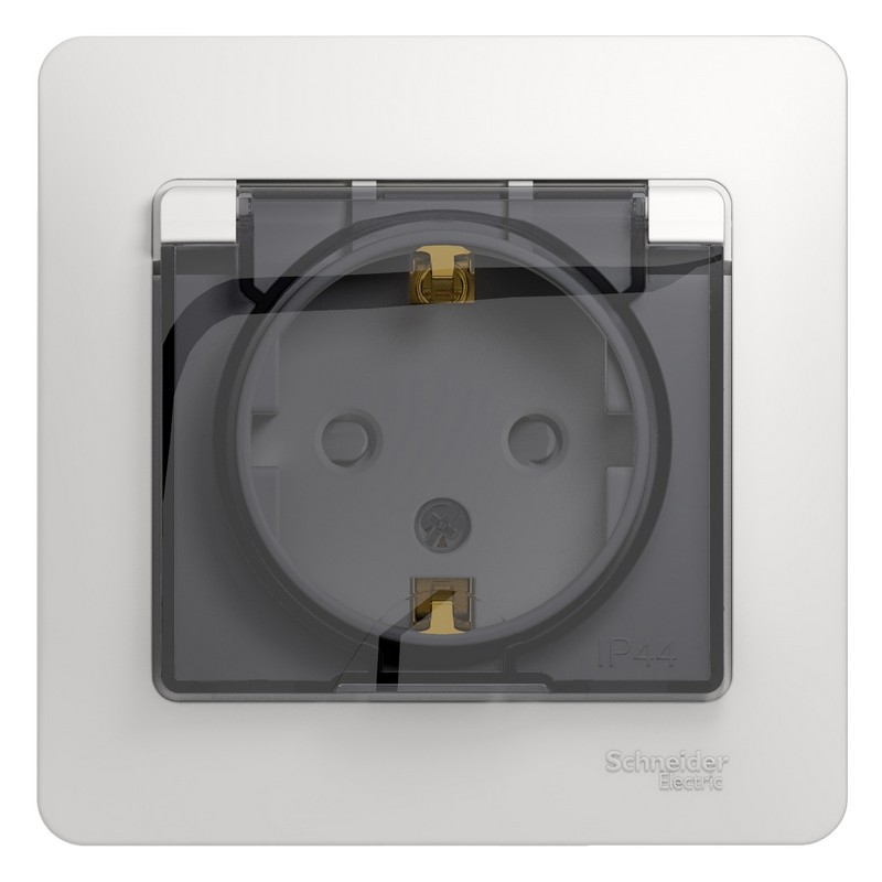 Розетка с/у 1-мест. с заз. с крышкой белая IP44 Schneider Electric GLOSSA GSL000148