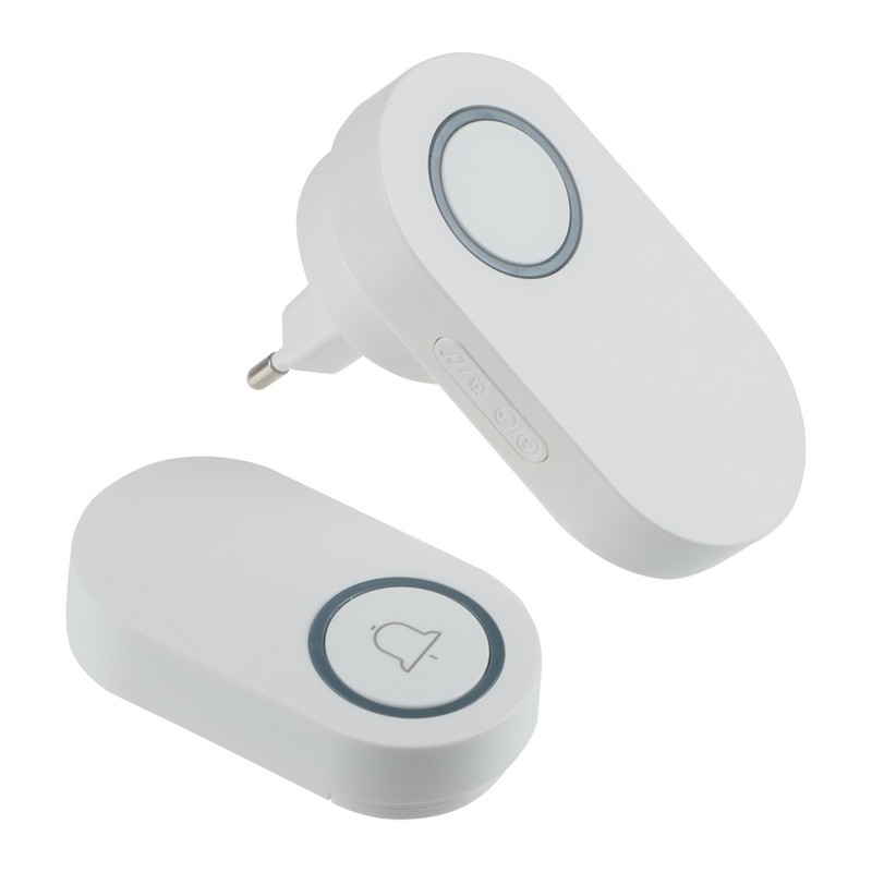 Звонок беспроводной в розетку с кинетической кнопкой (бат. не нужны) 60 мелодий BY 924-086