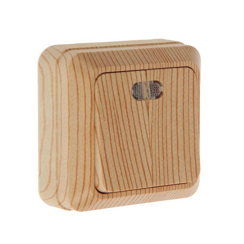 Выключатель о/у 2-кл. с инд. Сосна 10А IP20 UNIVersal Олимп 5560841