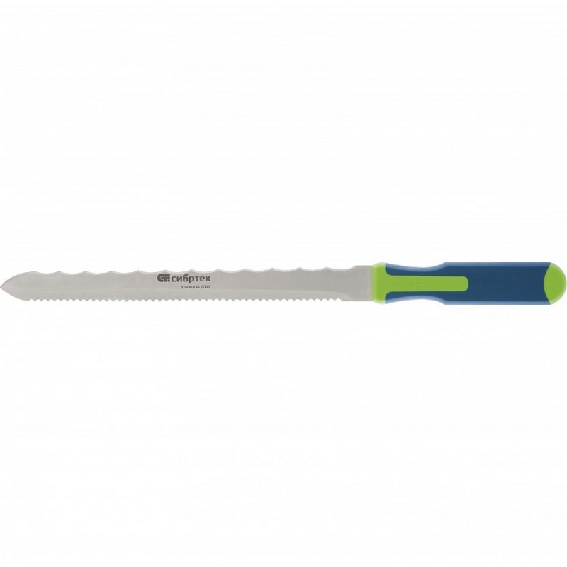 Нож для резки изоляционных плит, 2-стор.лезвие 280мм, обрезин.рукоят. 420мм Сибртех 79027