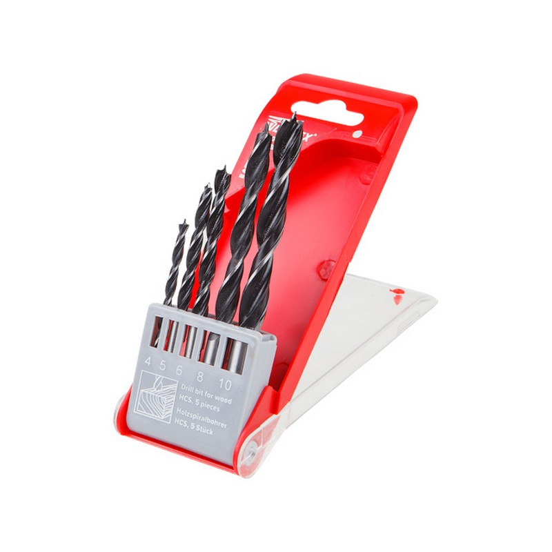 Набор сверл по дереву (5шт) 4-5-6-8-10мм WORTEX