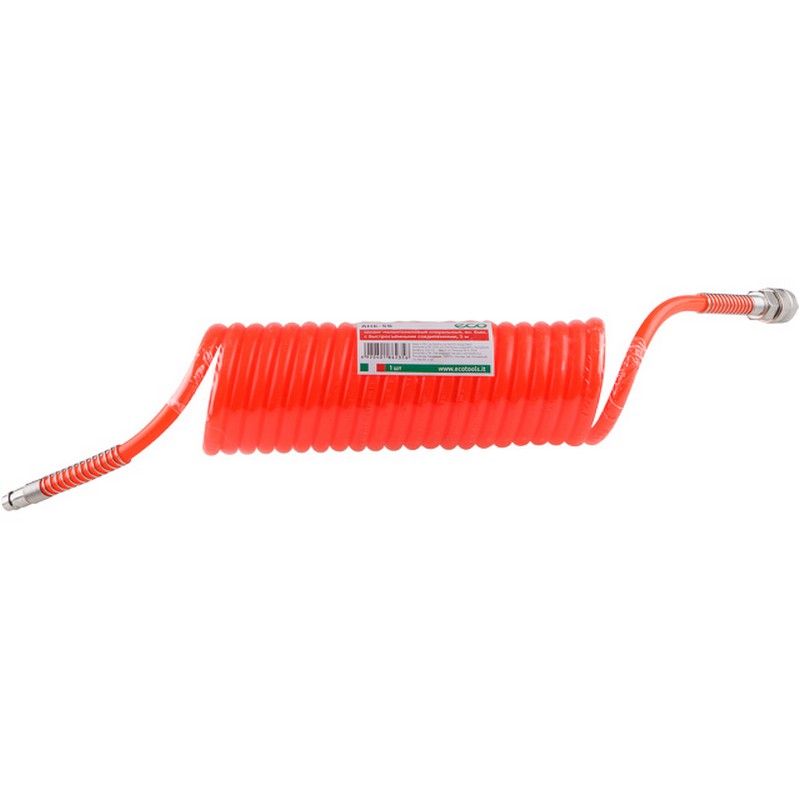 Шланг пневматический спиральный 5м d6мм PE (полиэтилен) быстросъемн.соед. ECO