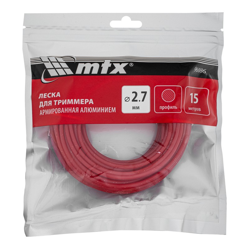 Леска для триммера 2,7мм 15м круглая армир.алюминием MTX 96886