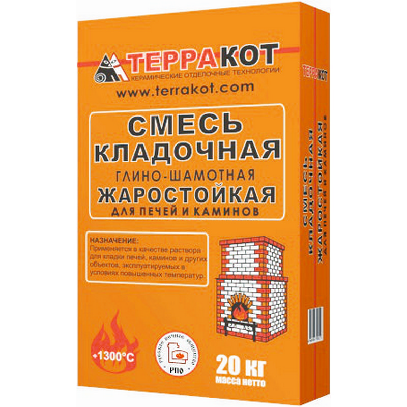 Смесь сухая глино-шамотная кладочная 20 кг