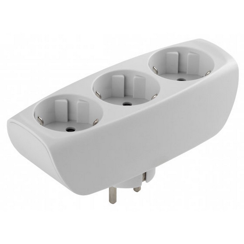 Разветвитель 3-мест. c заз. со штор. белый ЭРА SP-3e-W