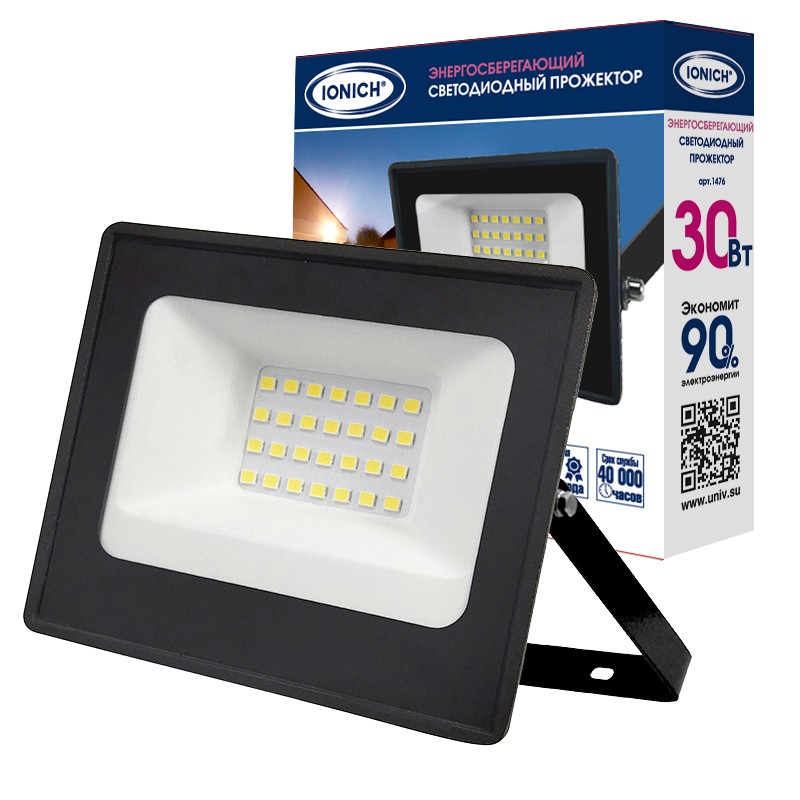 Прожектор LED 30вт 6500к 2500лм IP65 IONICH 1476