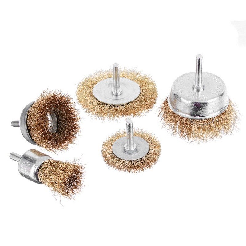 Набор кордщеток для дрели (5шт) 50,75мм-плоск., 25,50,75мм-чашки ЕРМАК 656-033