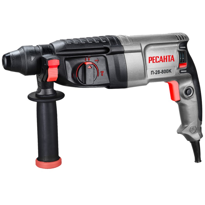 Перфоратор РЕСАНТА П-28-800К, 800вт 3,4Дж 3-реж. 0-5200уд/мин 0-1100об/мин кейс