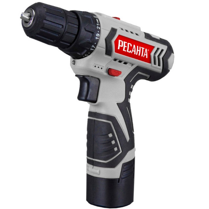 Дрель-шуруповерт акк. РЕСАНТА ДА-12-2ЛK, 12в 2х2,0Ач Li-Ion 40Нм 2-скор. кейс