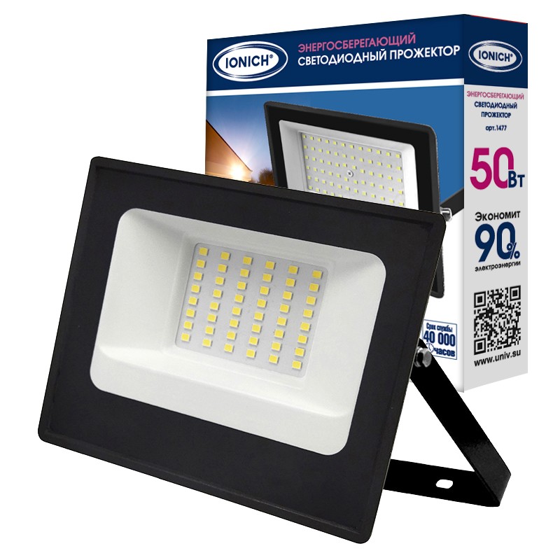 Прожектор LED 50вт 6500к 4250лм IP65 IONICH 1477