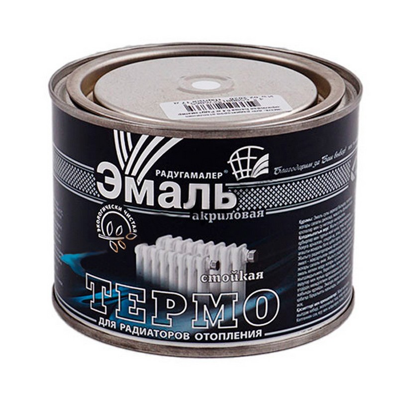 Эмаль акриловая белая, полуглянц. для радиаторов 0,9кг Радугамалер