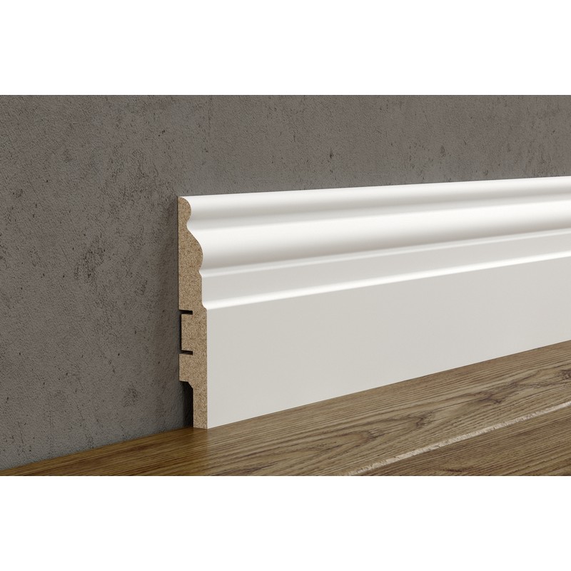 Плинтус МДФ под покраску №18, белый, 102x16x2400 мм 