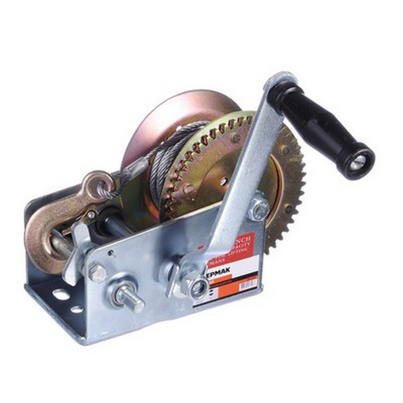 Лебедка ручная шестеренчатая (метал.трос) 1350кг, 10м ЕРМАК 737-013