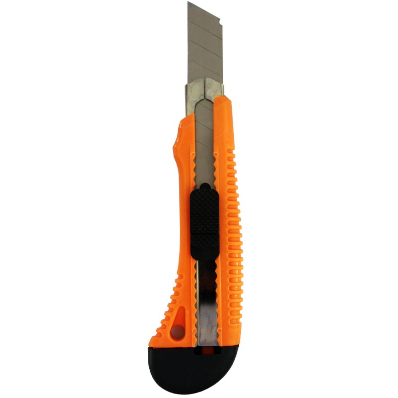 Нож с выдвижным лезвием 18мм, пласт.корпус с метал.напр. ВИХРЬ