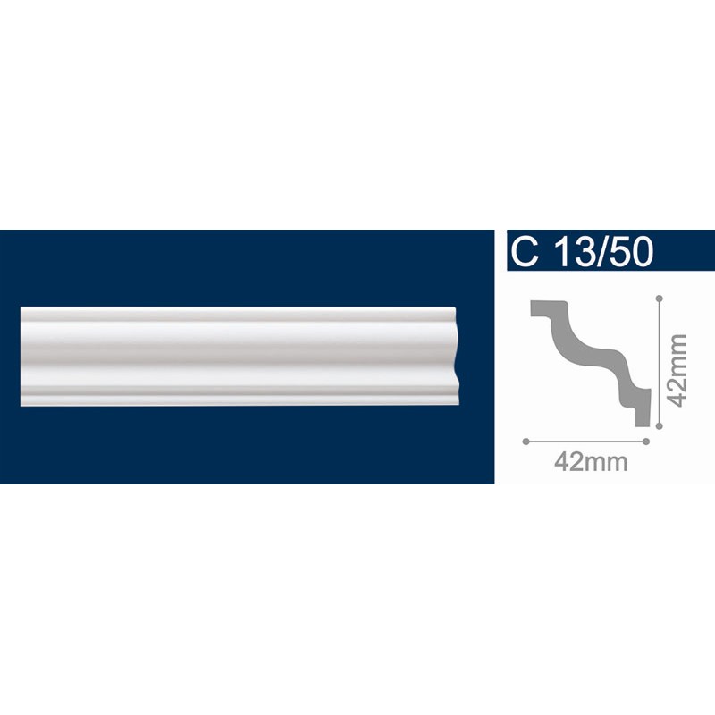 Плинтус потолочный белый С13/50