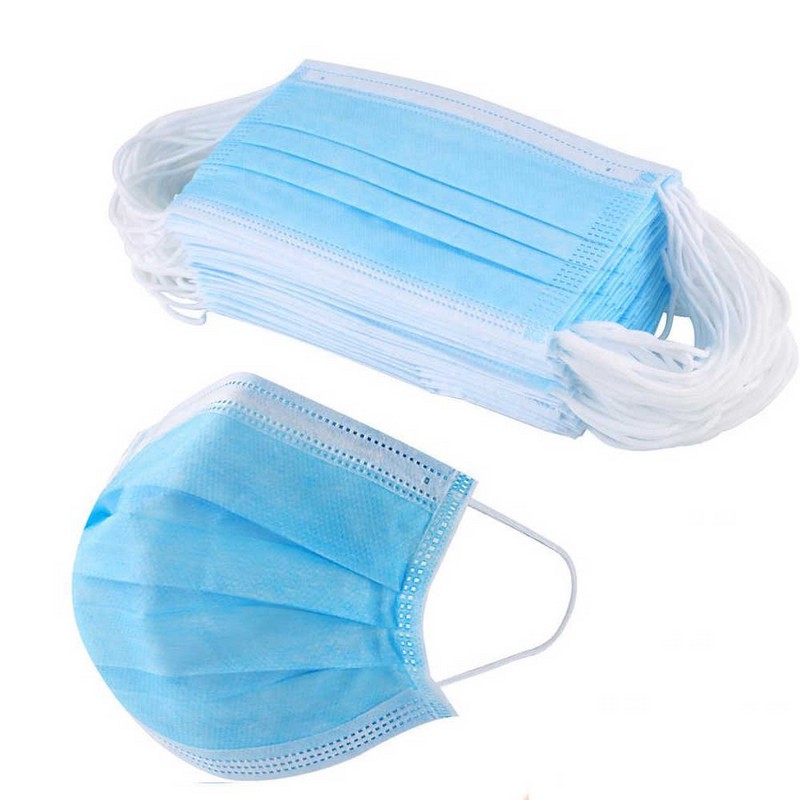 Маска медицинская из нетканого материала 3-х слойная одноразовая (уп. 50 шт)