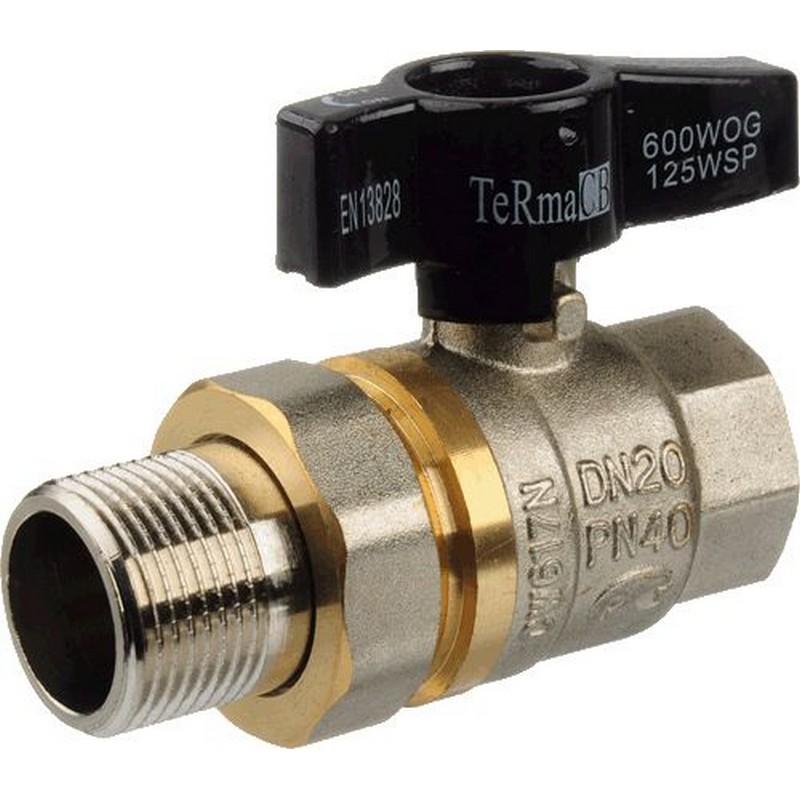 Кран шаровый 1/2 в/н бант с американкой Terma-СВ 30210