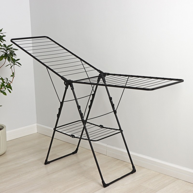 Сушилка для белья складная СБ8, 21м двухуровневая черная