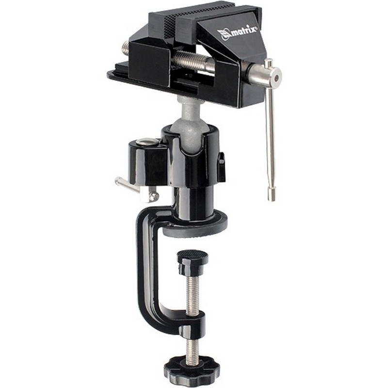 Тиски настольные 70мм многофункц. шарнир.мех. насадка-хомут для дрели Matrix 18508