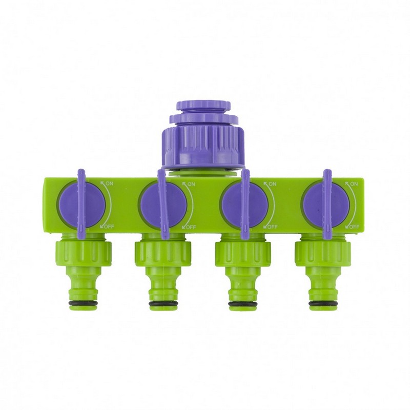 Разветвитель 4-канальный регулируемый со штуцерами, вход 1/2"-3/4" Palisad 66425