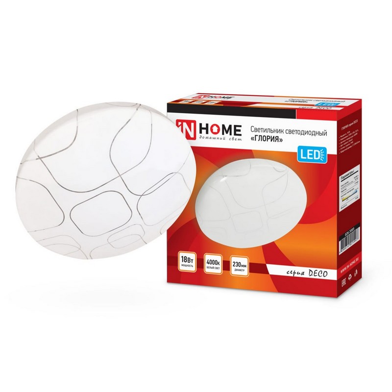 Светильник светодиодный серии DECO ГЛОРИЯ 18вт 4000К 1170лм 230мм IN HOME
