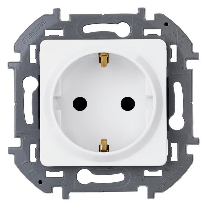 Розетка без рамки с/у 1-мест. с заз. белая 16А LEGRAND Inspiria 673720