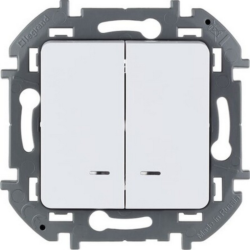 Выключатель без рамки с/у 2-кл. с подсв. белый 10А LEGRAND Inspiria 673630