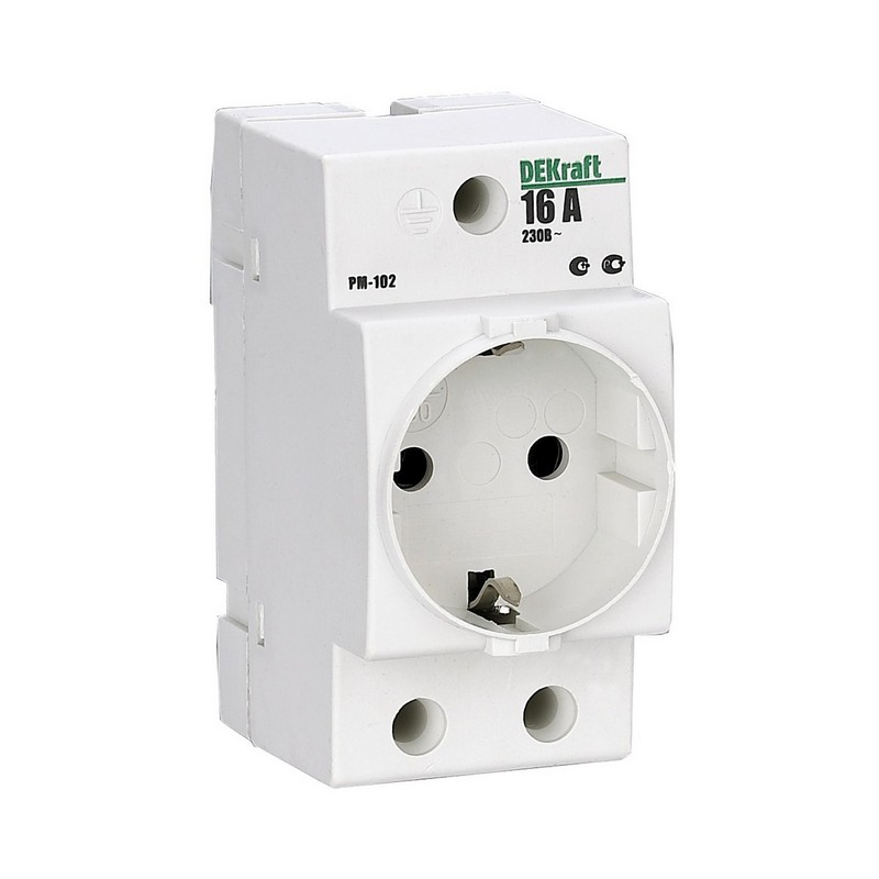 Розетка на DIN-рейку, с заз. DEKraft