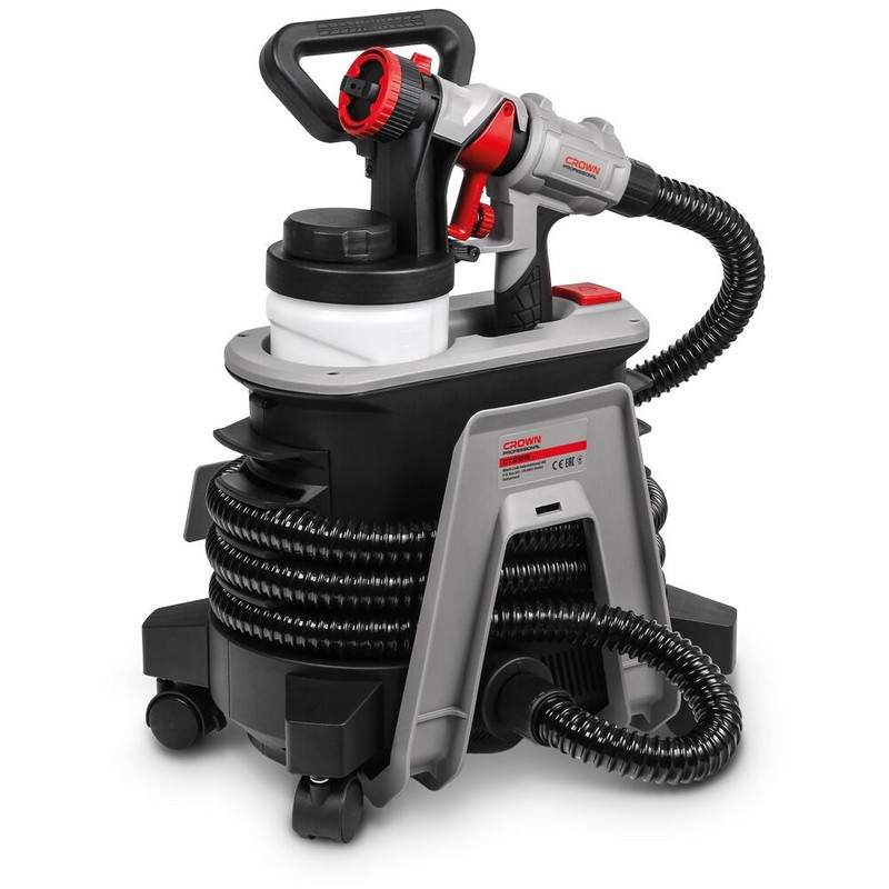 Краскораспылитель CROWN CT31015,  1200вт 0,9л 1100мл/мин 2, 2.5, 3.0мм шланг-3м 150din/сек