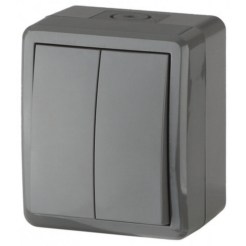 Выключатель о/у 2-кл. 10А IP54 серый ЭРА Эксперт 11-1404-03