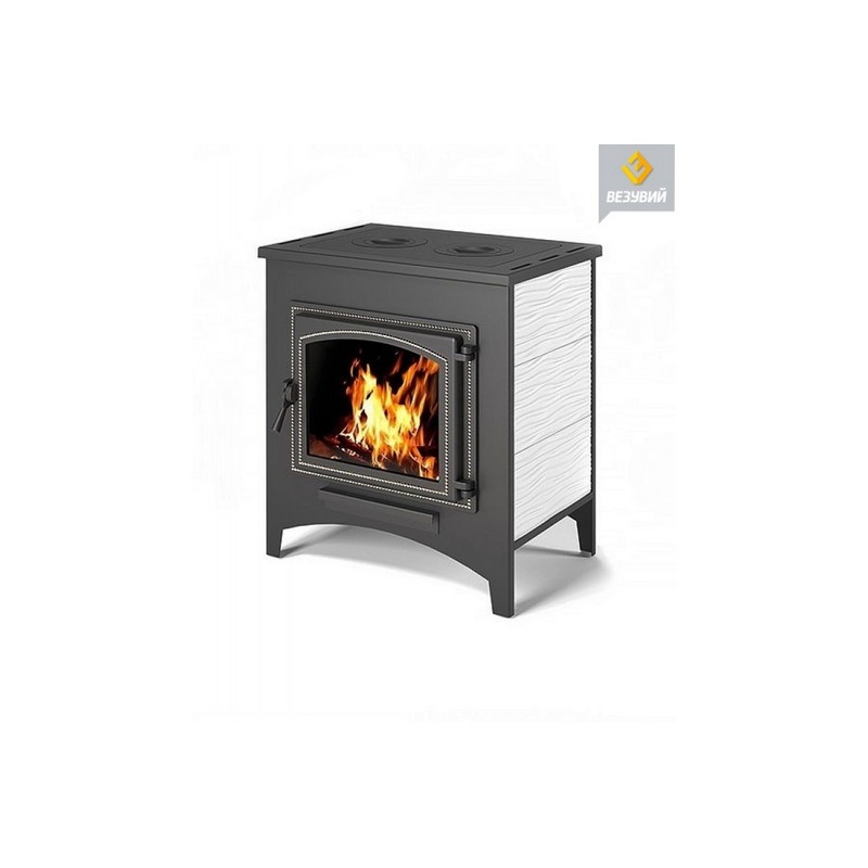 Печь-камин "ВЕЗУВИЙ ПК-04" с плитой (бежевая)