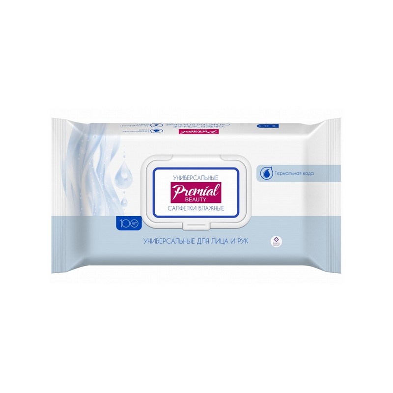 Салфетки влажные ПРЕМИАЛ Натурал 100шт с термальной водой
