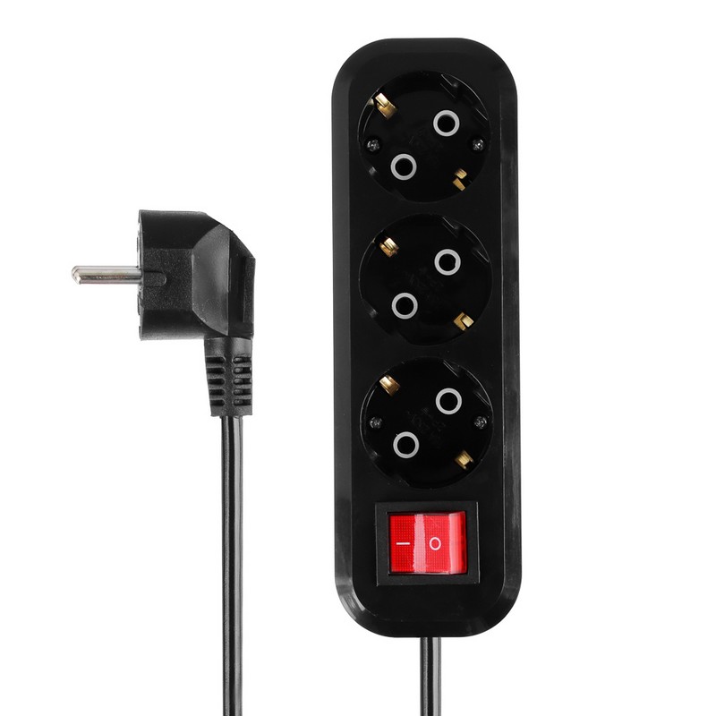 Удлинитель 7м 3-мест. с заз. с выкл. 16А ПВС 3х1,5 Профи ЕРМАК 907-309