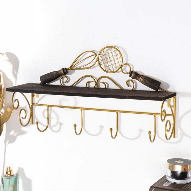 Крючки декоративные металл с полочкой "Венчик и шумовка" 23,5х11х40,5 см   