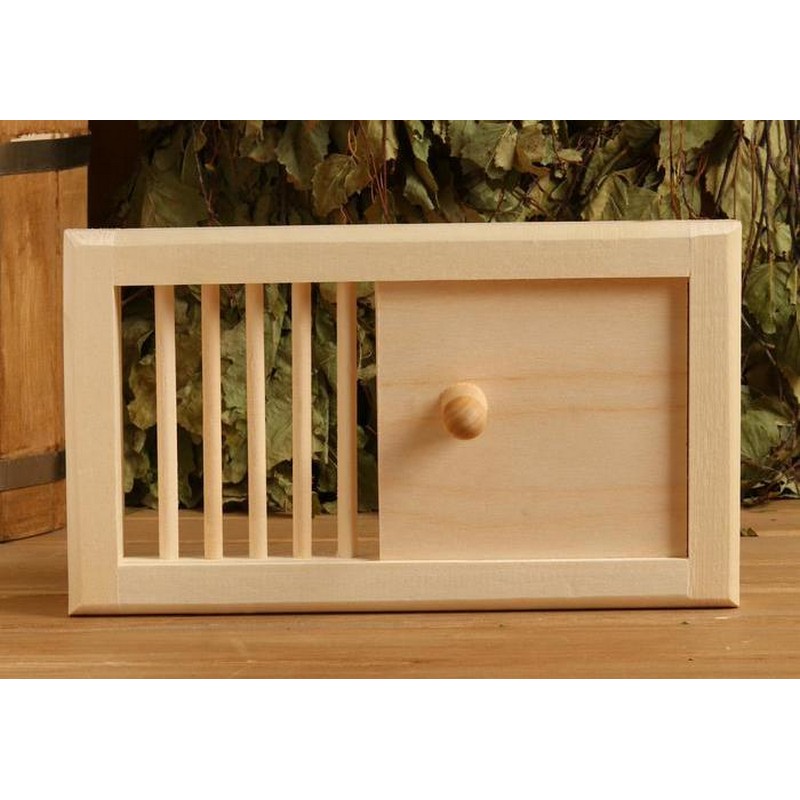 Вентиляционная крышка из липы, 30х17см, с задвижкой, "Добропаровъ" 