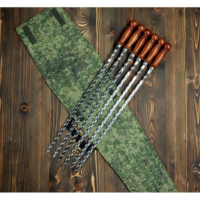 Набор 6 шампуров 50см в камуфляжном чехле   