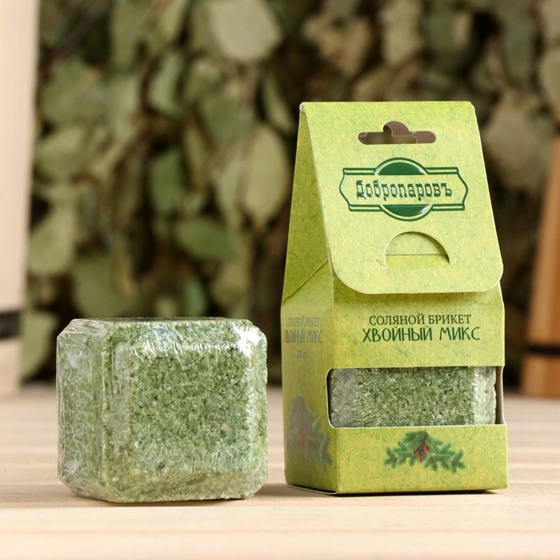 Соляной брикет "Хвойный микс" 200 гр. пихта, сосна, ель
