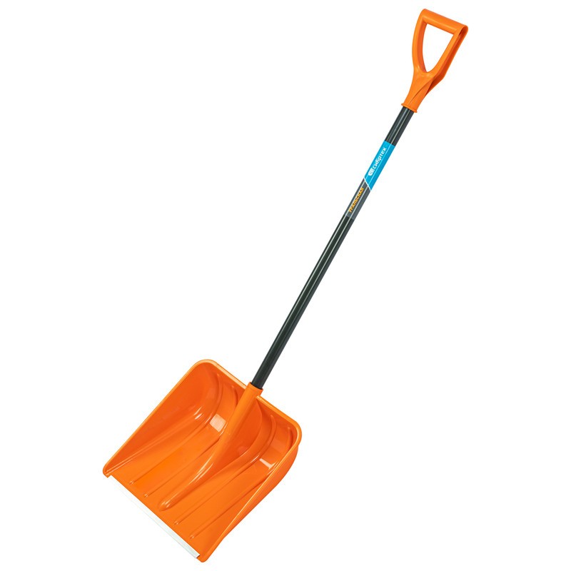 Лопата снеговая 400х405мм усиленная, алюм.планка, стальной черенок Сибртех 61666