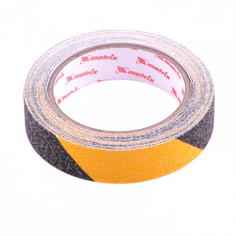 Лента противоскользящая клейкая 25мм 5м черно-желтая Matrix 88717