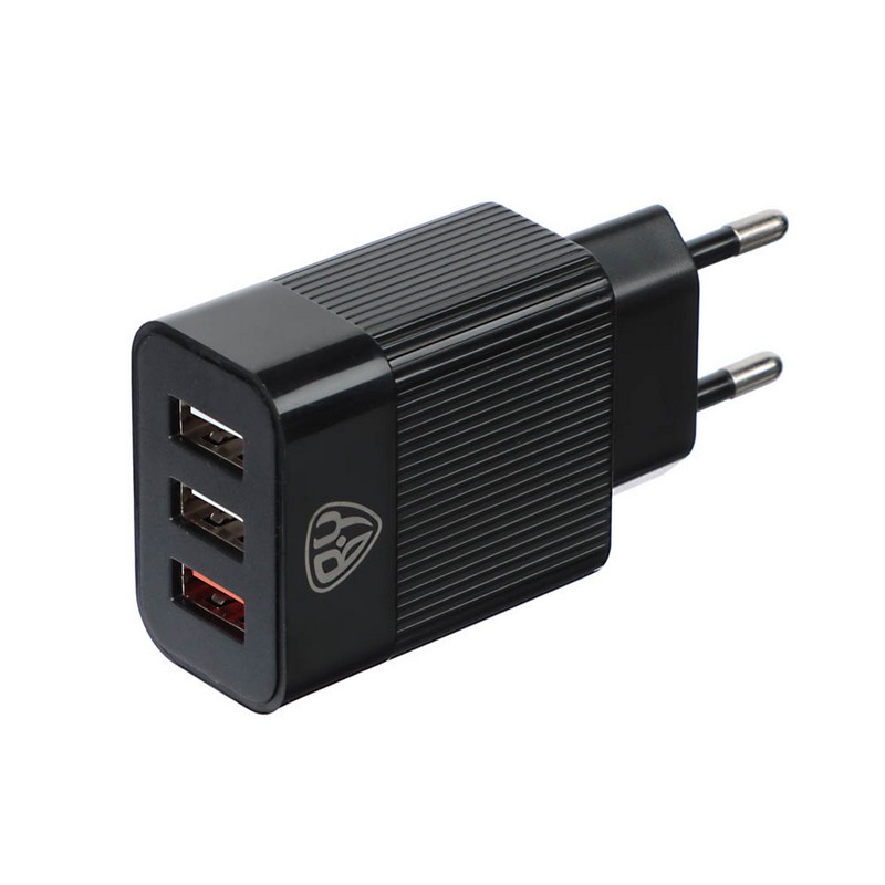 Зарядное устройство BY Максимум, 3xUSB 3,4А быстрая зарядка QC3.0, черный