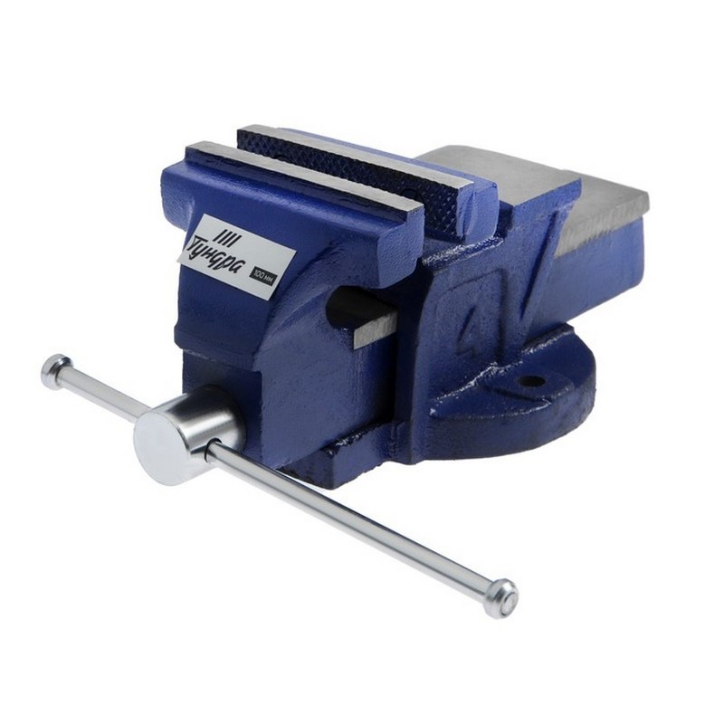 Тиски слесарные ТУНДРА, с наковальней, высокопрочный чугун ВЧ-40, 100 мм 