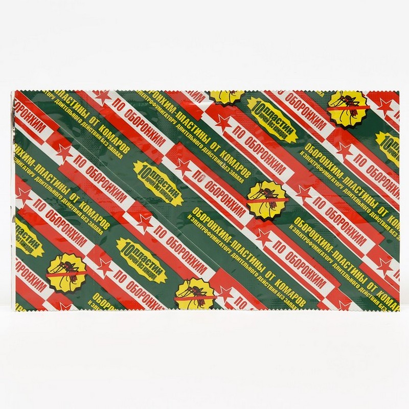 Пластины от комаров по Оборонхим без запаха, зеленые, 10 шт 