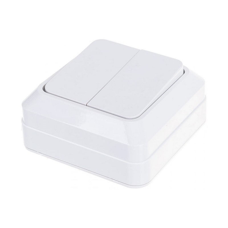 Выключатель о/у 2-кл. белый 10А IP20 UNIVersal Олимп О0023