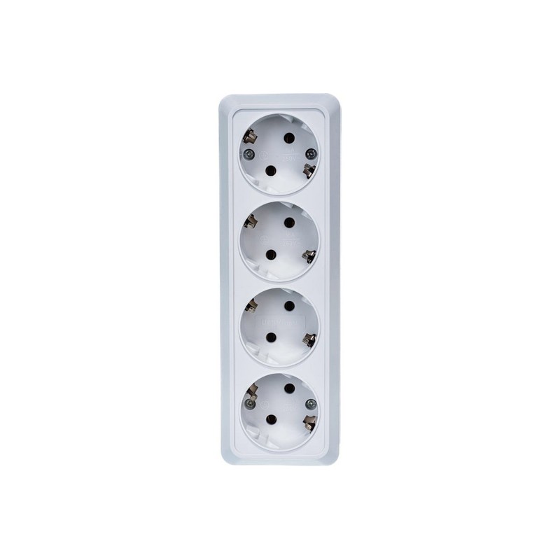 Розетка о/у 4-мест. с заз. белая 16А IP20 UNIVersal Олимп 1163