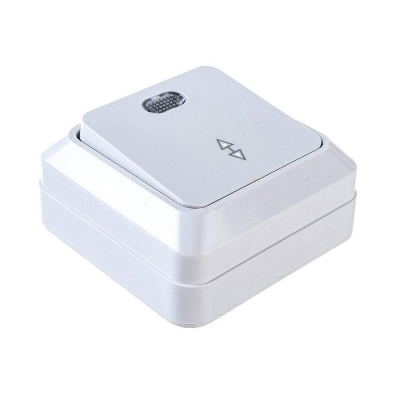 Переключатель о/у 1-кл. с подсв. белый проходной 10А IP20 UNIVersal Олимп О0125