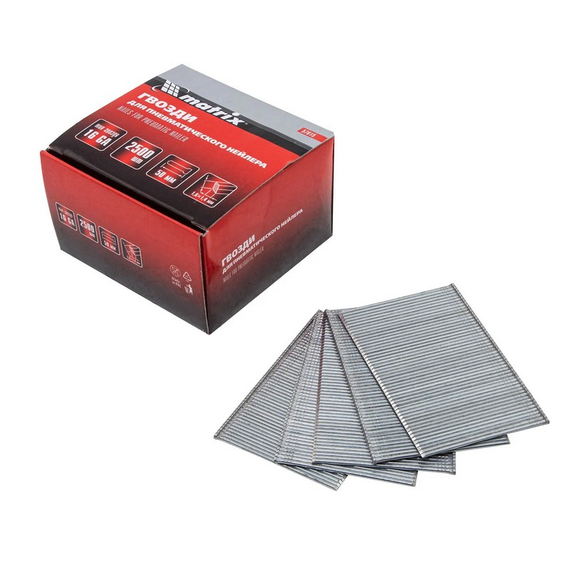 Гвозди для нейлера 50х1,6х1,4мм (2500шт) 16GA Matrix 57615