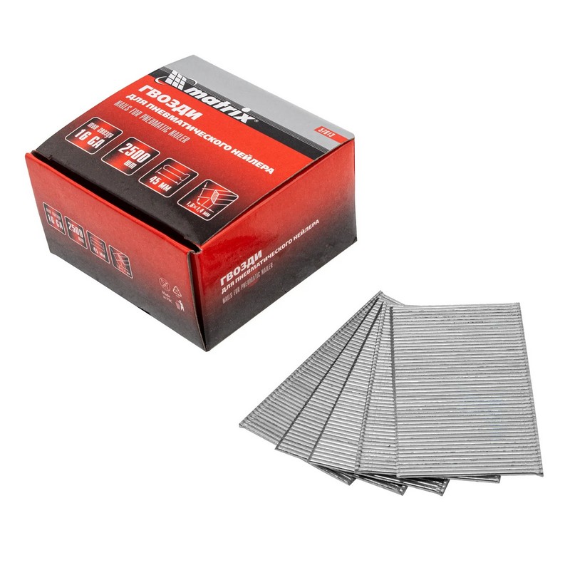 Гвозди для нейлера 45х1,6х1,4мм (2500шт) 16GA Matrix 57613