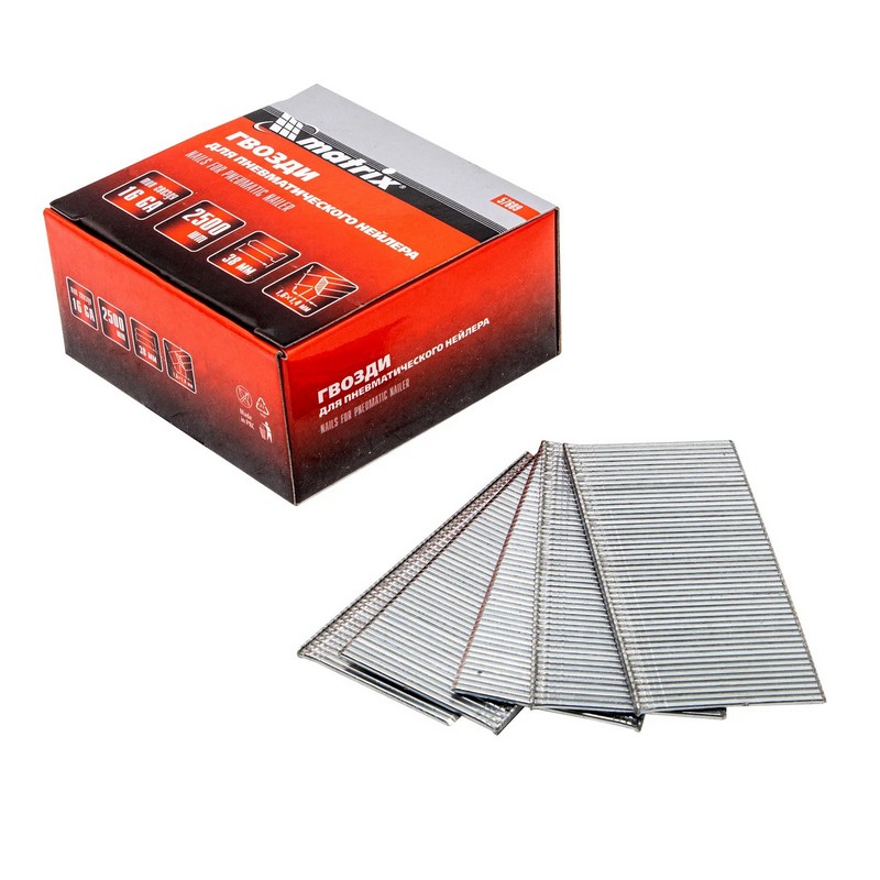 Гвозди для нейлера 38х1,6х1,4мм (2500шт) 16GA Matrix 57609