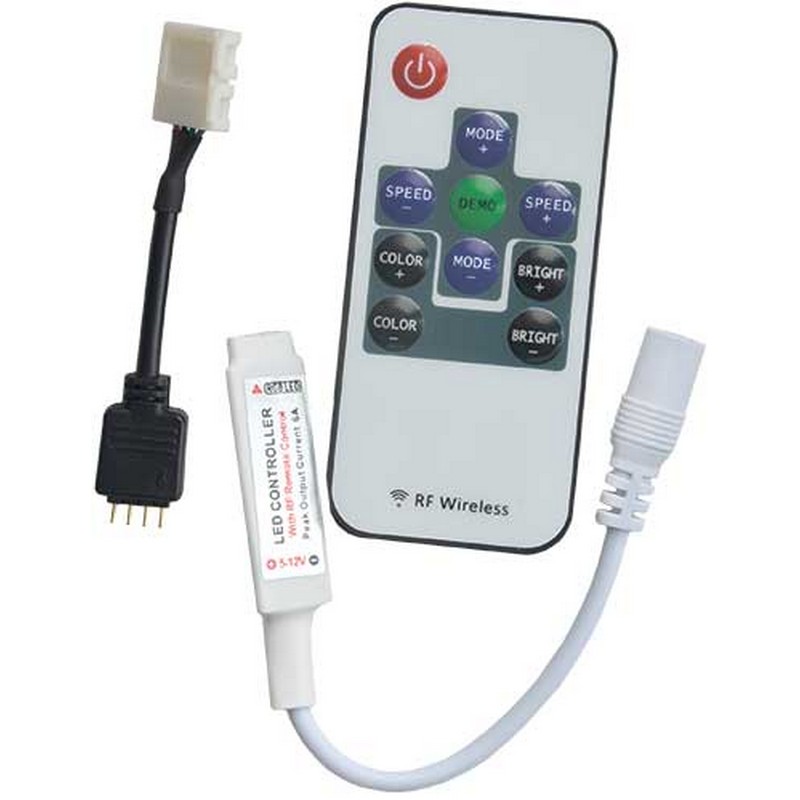 Контроллер RGB лент 12в 72вт 6A mini c переходником и радиопультом Ecola CRFM72ESB