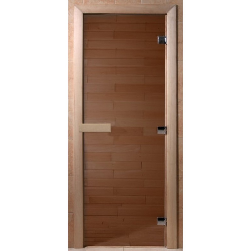 Дверь БАНЬЩИЦА стекло бронза коробка ольха190х70